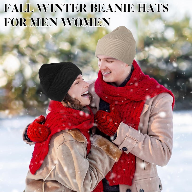 lucdnc Beanies for Men Women 2 Pack Fall Winter Men's Hats Unisex Warm Knit Skullies Beanies Soft Ski Caps - Image 5